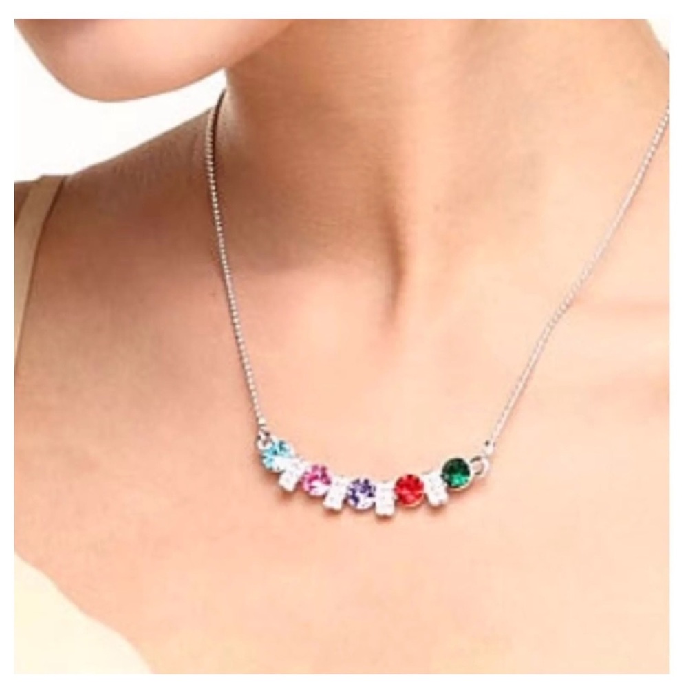 Austrian Crystal Dainty Colorful Necklace - Picture 2 of 2